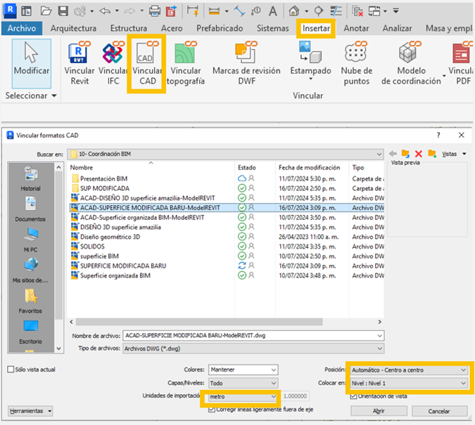 Vincular CAD a Revit